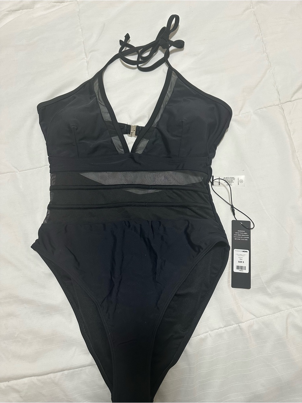 Fashion Nova Black Katelyn Mesh Cutout One-Piece Swimsuit